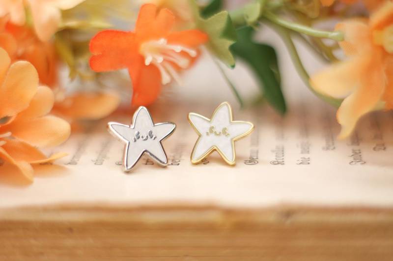 Emaille Pin - Minipin Stern Kleiner Mit Perlmutt Schimmer Gold Oder Silber Freundschaft, Liebe, Familie, Arbeit von zeilenzumtee