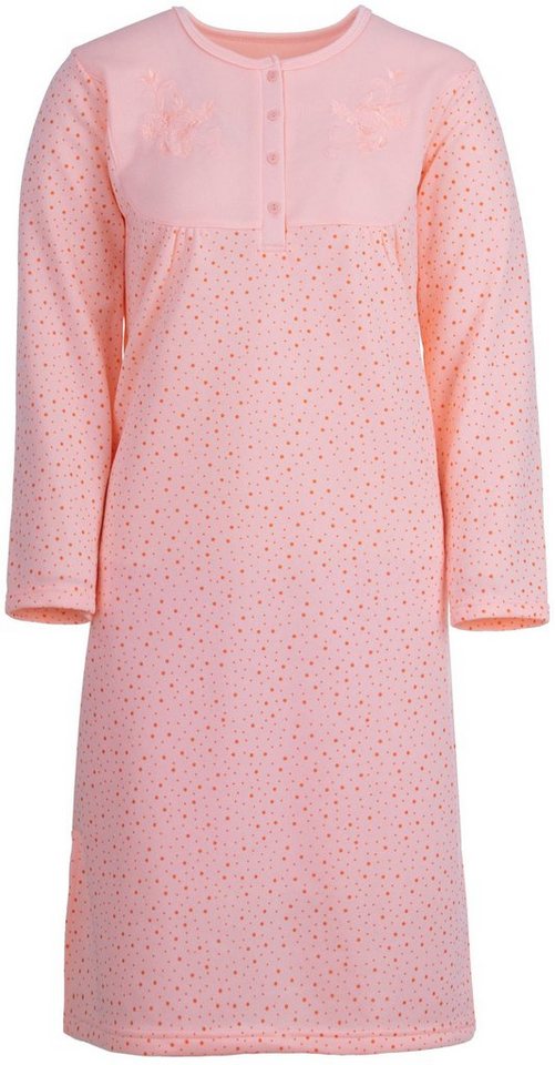 zeitlos Nachthemd Thermo Nachthemd - Punktemix mit Stickerei von zeitlos