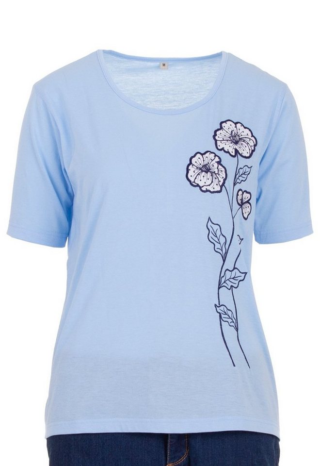 zeitlos T-Shirt zeitlos T-Shirt Damen Kurzarm Rundhals Blumenstickerei von zeitlos
