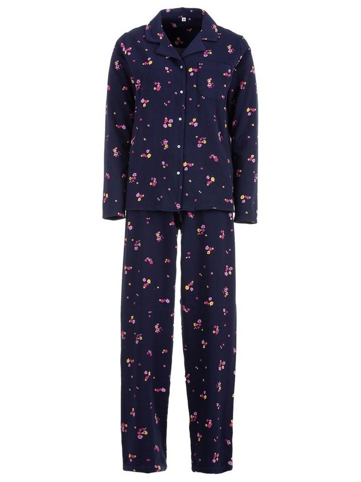 zeitlos Schlafanzug Pyjama Set Thermo - Blümchen Knopfleiste von zeitlos