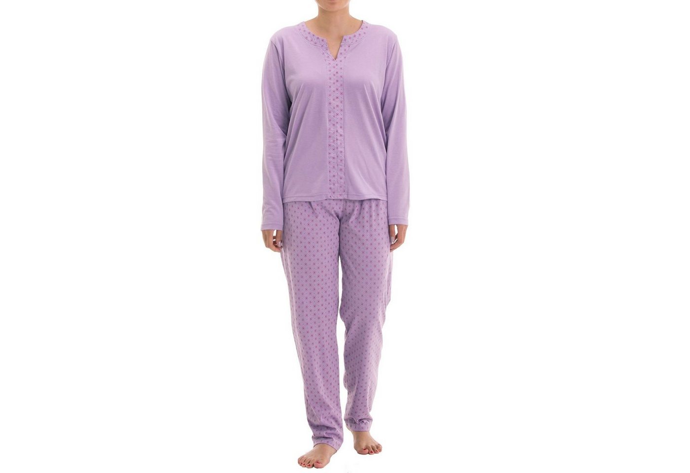 zeitlos Schlafanzug Pyjama Set Langarm - V-Ausschnitt von zeitlos