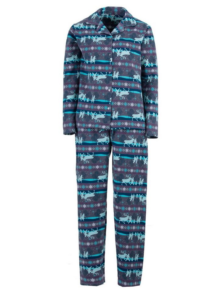 zeitlos Schlafanzug Pyjama Set Thermo - Wald Kragen Knopfleiste von zeitlos