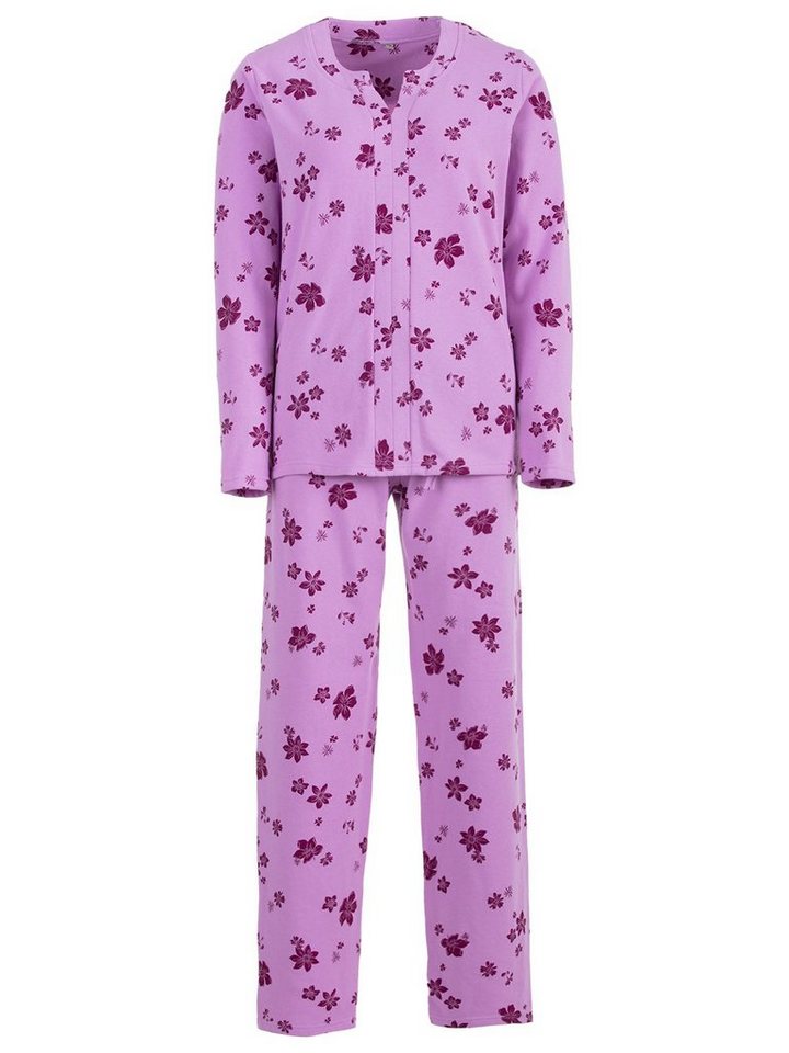 zeitlos Schlafanzug Pyjama Set Thermo - Pinke Blüten von zeitlos