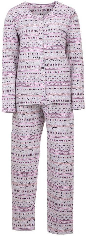 zeitlos Schlafanzug Pyjama Set Thermo - Symbole Knopfleiste von zeitlos