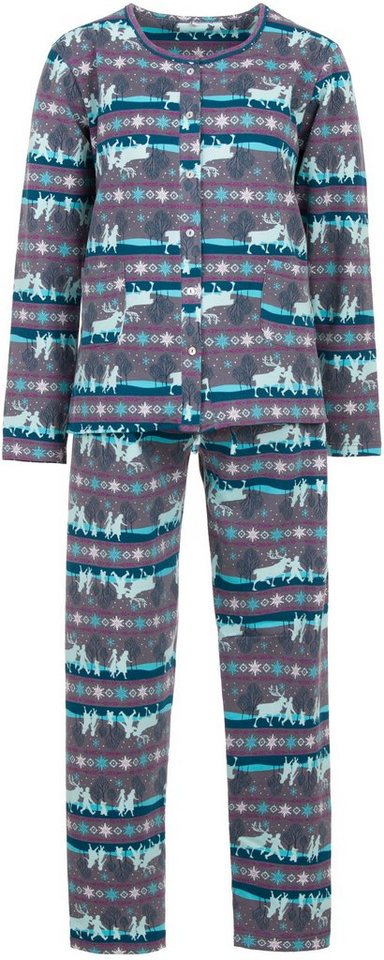 zeitlos Schlafanzug Pyjama Set Thermo - Wald Knopfleiste von zeitlos