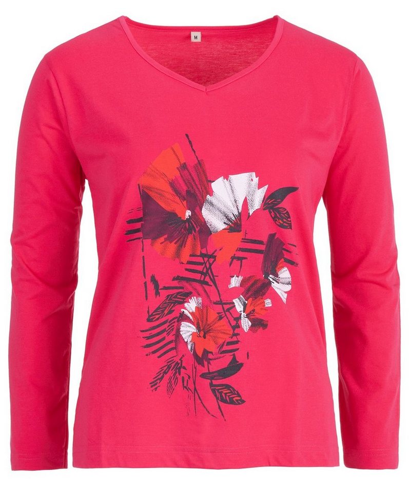 zeitlos T-Shirt zeitlos Damen Langarmshirt Blumen V-Auschnitt Longsleeve Kunst Druck von zeitlos