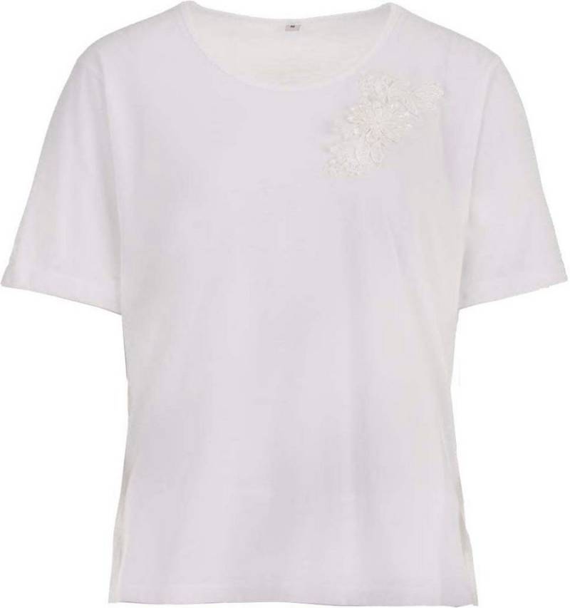 zeitlos T-Shirt zeitlos T-Shirt Damen Kurzarm Uni Stickerei Blüte Rundhals von zeitlos