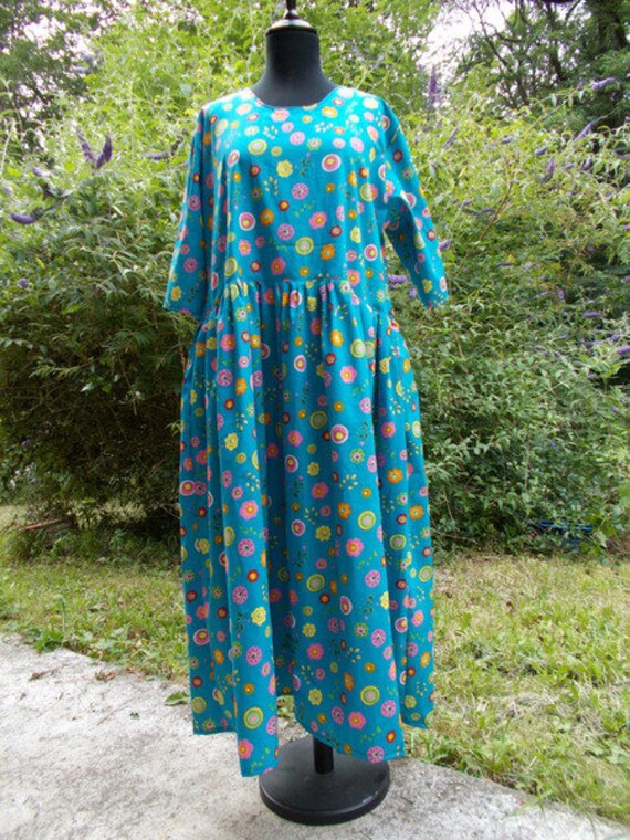 Kleid"Summertime"Petrolbaumwollelocker von zeitschnur