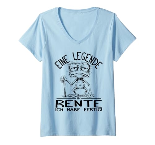 Damen Eine Legende in Rente – Lustiger Spruch für Rentner T-Shirt mit V-Ausschnitt von zeitzone4design Legendär im Ruhestand