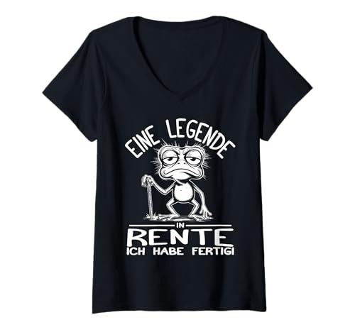 Damen Eine Legende in Rente – Spruch für Rentner Ruhestand Lustig T-Shirt mit V-Ausschnitt von zeitzone4design Legendär im Ruhestand