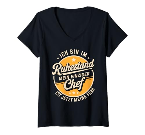 Damen Ruhestand Spruch – Mein einziger Chef ist Meine Frau Lustig T-Shirt mit V-Ausschnitt Damen Ruhestand Spruch – Mein einziger Chef ist Meine Frau Lustig T-Shirt mit V-Ausschnitt von zeitzone4design Lustige Rentner Sprüche