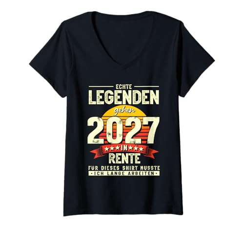 Damen Echte Legenden gehen 2027 in Rente Retro T-Shirt mit V-Ausschnitt Damen Echte Legenden gehen 2027 in Rente Retro T-Shirt mit V-Ausschnitt von zeitzone4design Rente Ruhestand Legende 2027