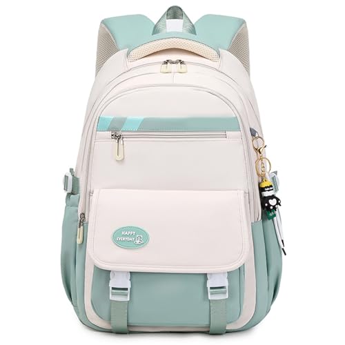 zeizafa Modische Büchertaschen, vielseitiger Rucksack, Schultasche, Umhängetasche, Handtasche, Federmäppchen, Set für Mädchen, Grundschüler, grün, backpack von zeizafa