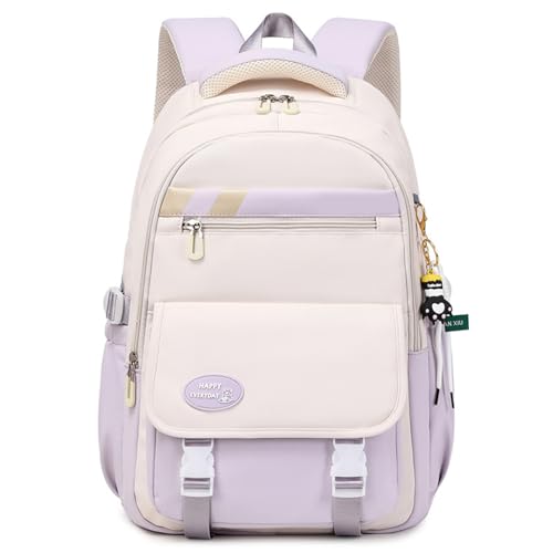 zeizafa Modische Büchertaschen, vielseitiger Rucksack, Schultasche, Umhängetasche, Handtasche, Federmäppchen, Set für Mädchen, Grundschüler, violett, backpack von zeizafa