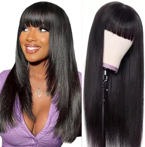Straight Wig with Bangs Echthaar perücke Human Hair Wigs with Bangs Brasilianisches Perücken Echthaar Damen Glueless Brazilian None Lace Front Wig 16inch Straight Wig with Bangs Echthaar perücke Human Hair Wigs with Bangs Brasilianisches Perücken Echthaar Damen Glueless Brazilian None Lace Front Wig 16inch von zekan