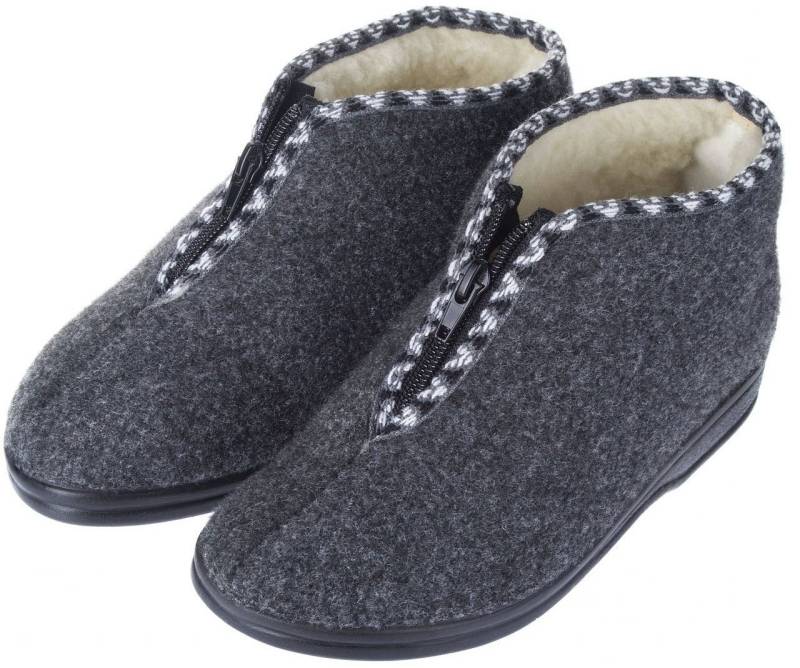 zelbut Damen Winter Filz Hausschuhe Schafwolle Hausstiefel Hüttenschuhe Reißverschluss von zelbut