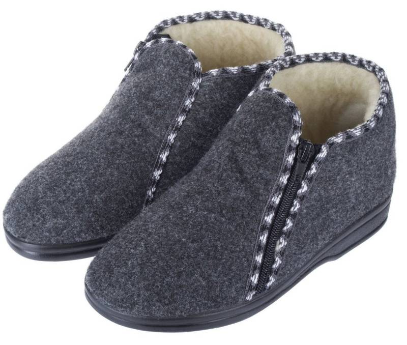 zelbut Damen Winter Filz Hausschuhe Schafwolle Hausstiefel Hüttenschuhe Reißverschluss von zelbut