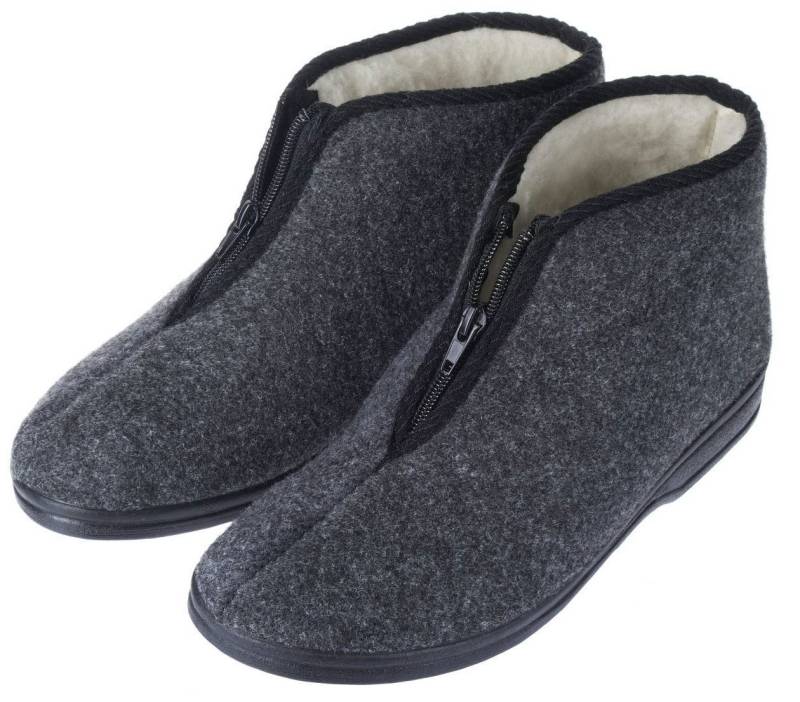 zelbut Herren Winter Filz Hausschuhe Schafwolle Hausstiefel Hüttenschuhe Reißverschluss von zelbut
