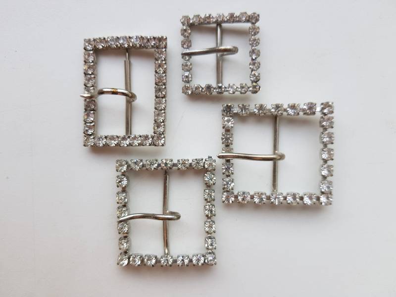 Vintage Gürtelschnalle , Strass Metall Diverse Grössen Viereckig von zelisa