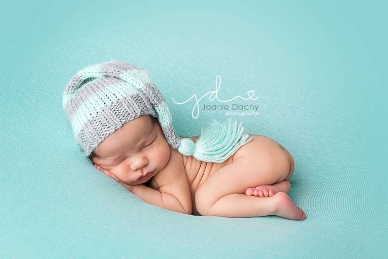 Gestreifte Neugeborene Quaste Hut Grau & Mint Schlafmütze, Fotografie Requisite von zellashop