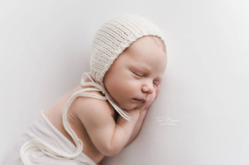 Handgestrickte Neugeborenen Mütze Creme Babymütze, Fotografie Requisite von zellashop