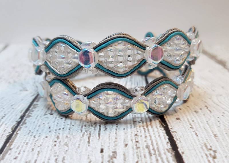 Kristall Schlangenhaut Soutache Wickelarmband, Armband, Perlen Schmuck, Wickelarmband von zencreations04