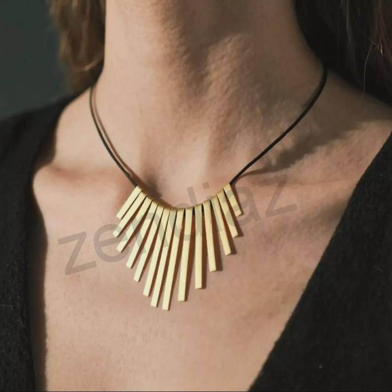 Bib Statement Halskette Handmade Gold - Silber Bar von zendiaz