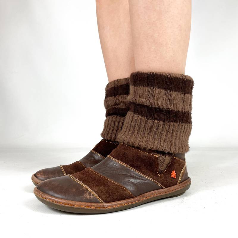 Braune Winter-Lederstiefeletten Im Y2K-stil, Gemütlich Und Lässig - Eu 39/Uk 6 Us 8 von zephyry2k