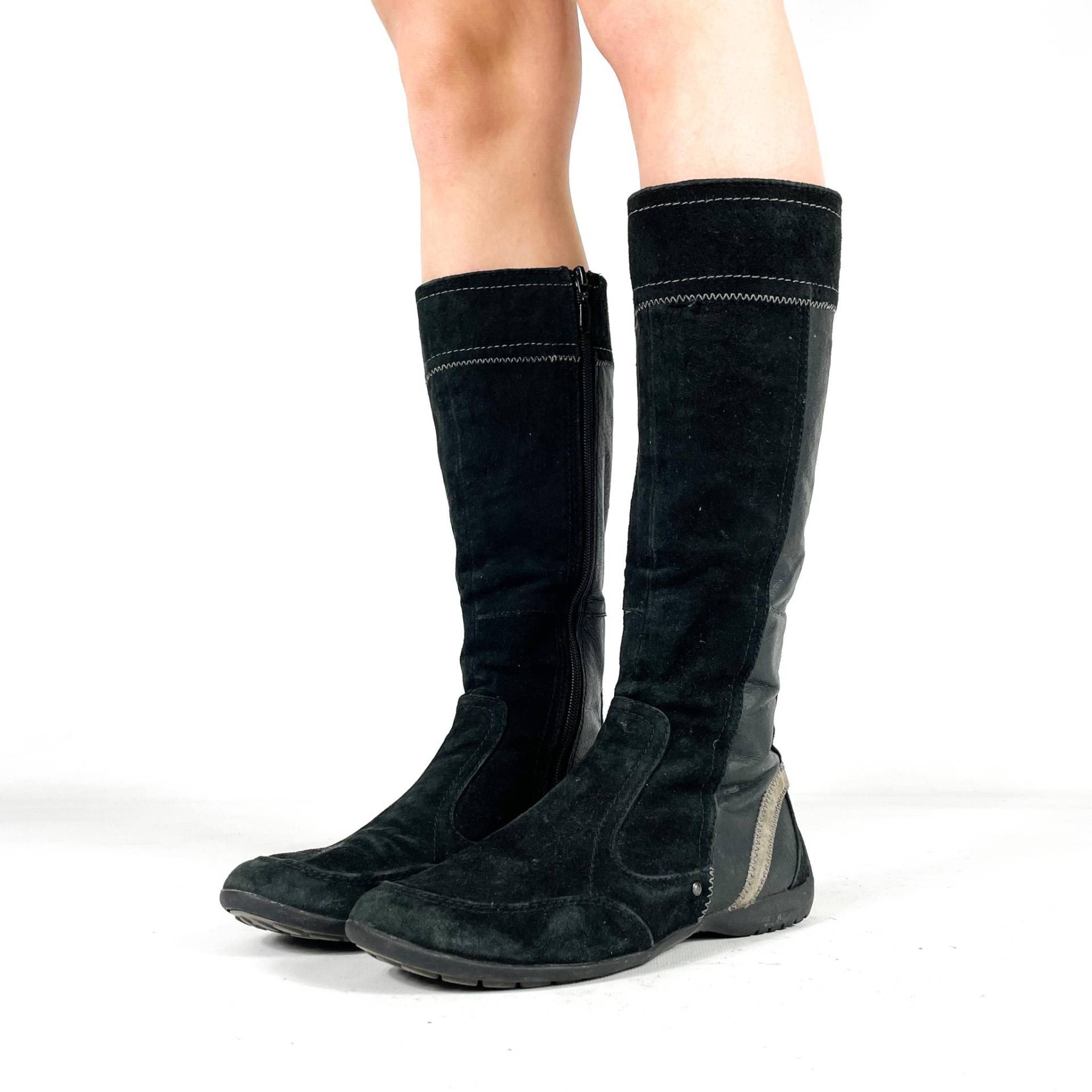 Hohe Stiefel Aus Schwarzem Wildleder Für Damen - Esprit Freizeitstiefel Größe Eu 37/Uk 4 Us 6 von zephyry2k