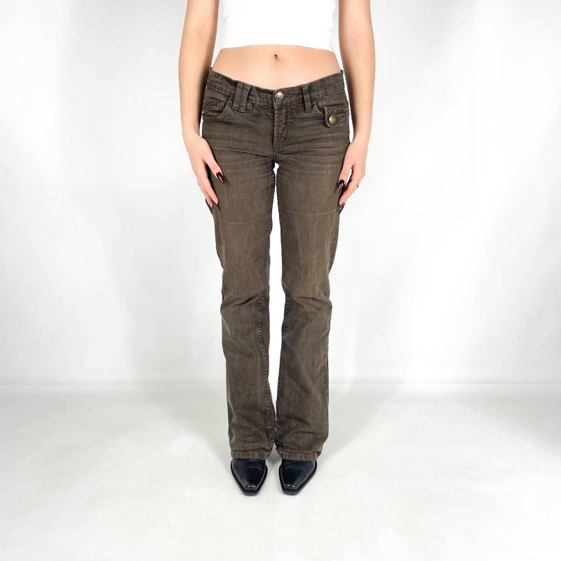 Kaltbraune Bootcut Esprit Y2K Low-Rise-Hose, Größe Xs von zephyry2k