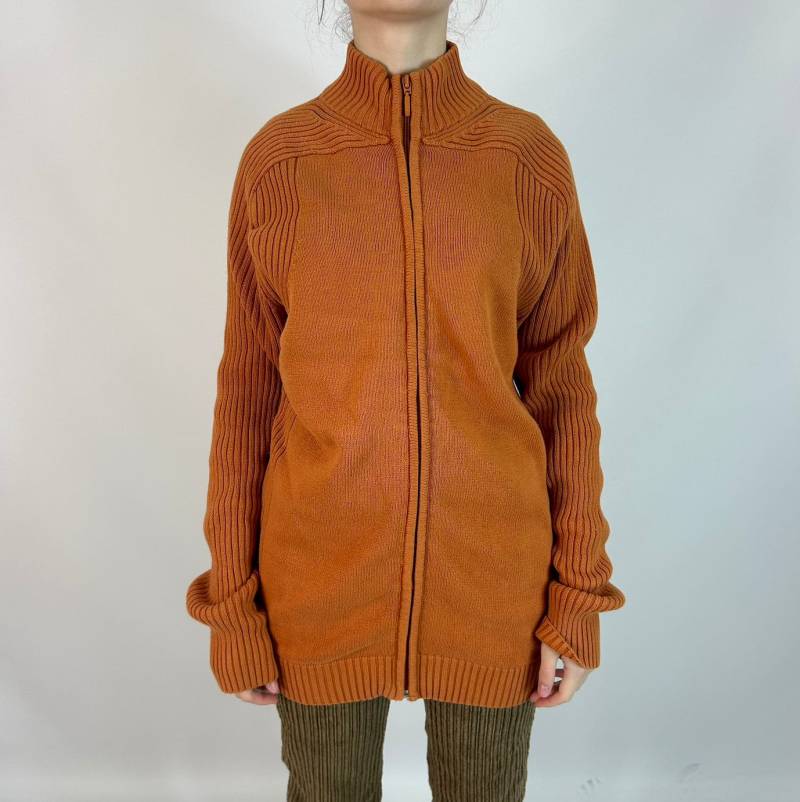 Orangefarbener, Übergroßer Y2K-Preloved-Pullover Mit Reißverschluss von zephyry2k