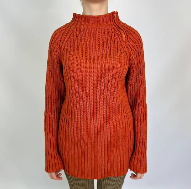 Orangefarbener Y2K-Oversize-Pullover Mit Seitlichem Reißverschluss von zephyry2k