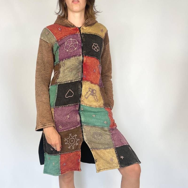 Patchwork Pullover Hippie Cardigan Boho Y2K Quilt von zephyry2k