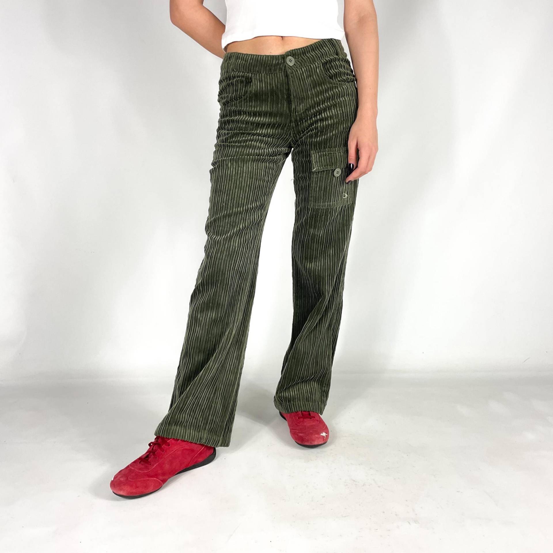 Vintage Rip Curl Cordhose - Olivgrüne Schlaghose Im Y2K-Stil Weiche Mit Struktur Größe Xs/14 von zephyry2k