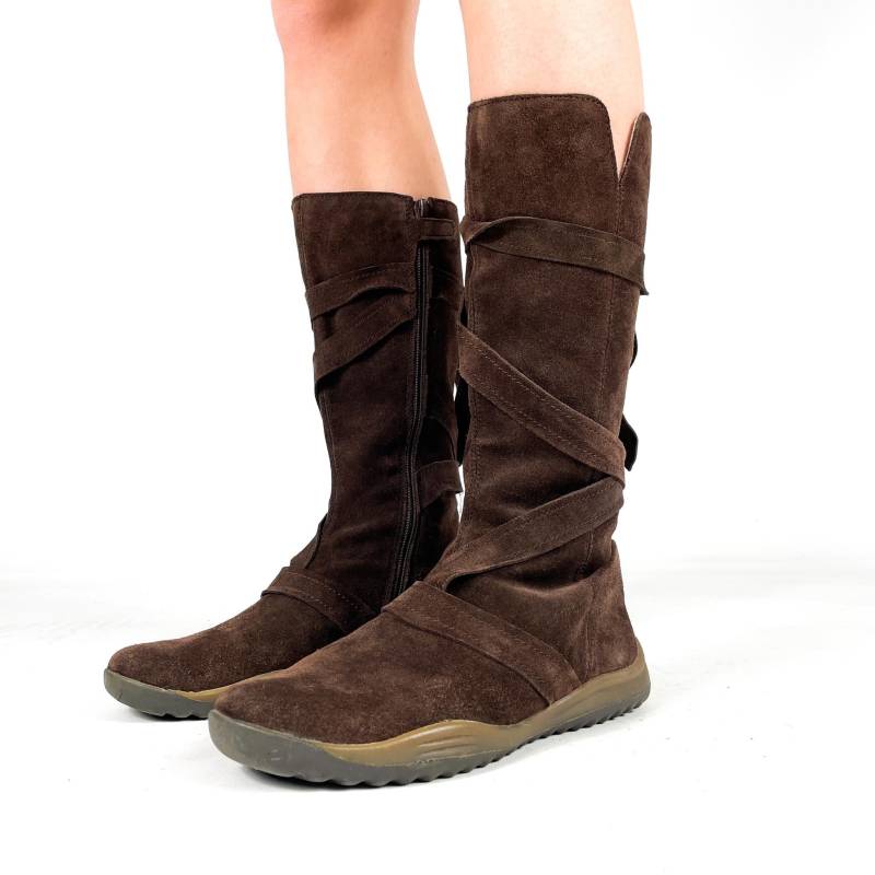 Vintage-Wildlederstiefel in Braun - Flache, Wadenhohe Stiefel Aus Echtem Wildleder Mit Reißverschluss Eu 38/Uk 5 Us 7 von zephyry2k