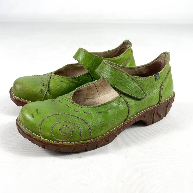 Y2K El Naturalista Echtleder Mary Jane Schuhe Waldfee Dryad Stil Öko Rustikal Flats Earthy Boho, Größe Eu 40/Uk 7 Us 9 von zephyry2k