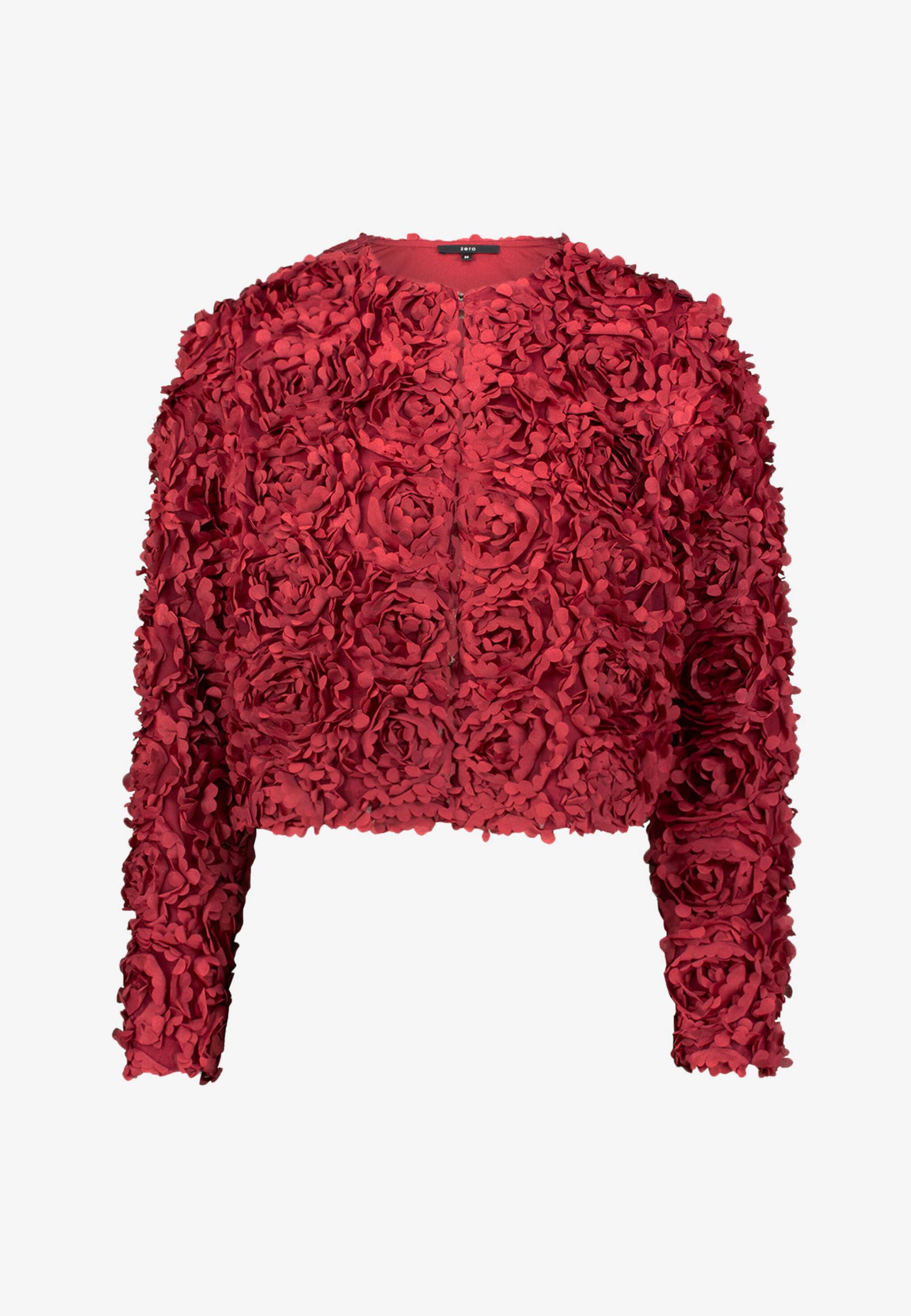zero - Bolero-Jacke mit 3D Blumen cabernet - Gr. - 42 von zero