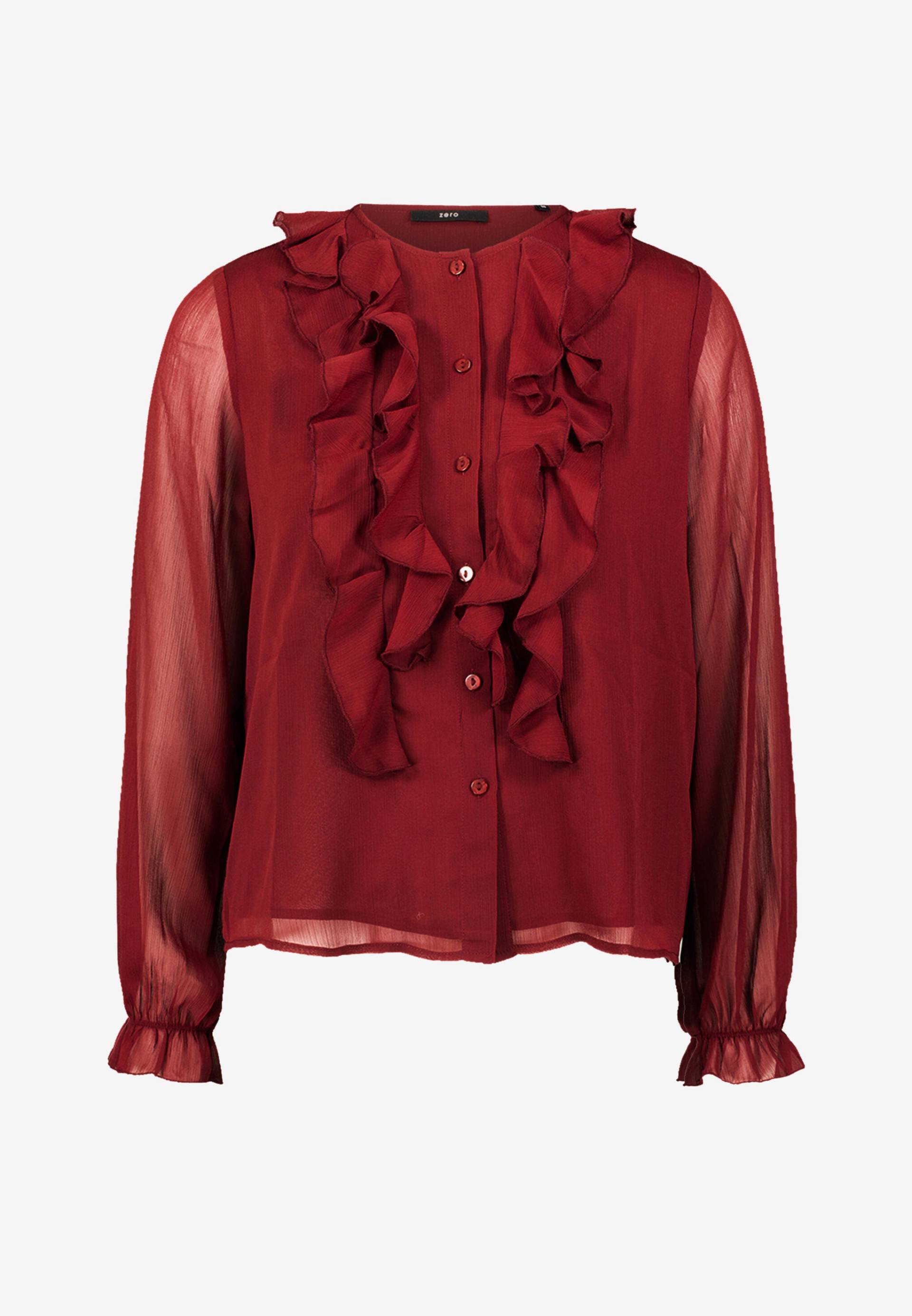 zero - Chiffonbluse mit Volants cabernet - Gr. - 44 von zero