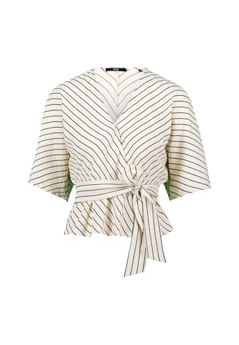 zero Damen Bluse gestreift mit Fledermausärmeln 44, CreamBlack von zero