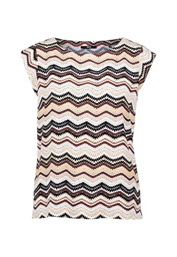 zero Damen Bluse mit Zickzackmuster 42, BeigeBlack von zero