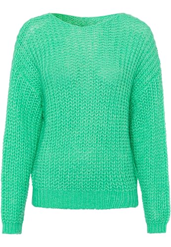 zero Damen Grobstrickpullover mit U-Boot Ausschnitt Bright Green Melange,M von zero