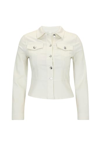 zero Damen Jeansjacke weiß mit Knopfleiste 40, Cream Denim von zero