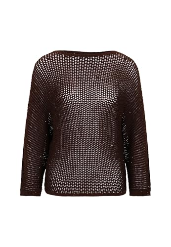 zero Damen Lochstrick-Pullover mit Glitzersteinen M, Chicory Coffee von zero