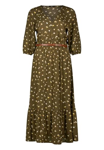 zero Damen Maxikleid mit Volants 38, KhakiCream von zero