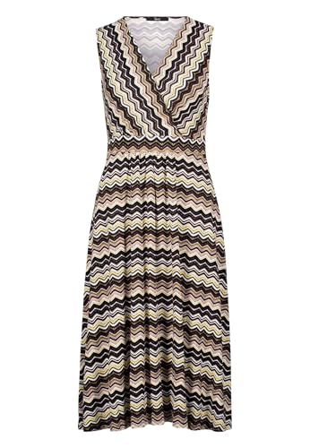 zero Damen Midikleid mit Zickzackmuster 42, BeigeBlack von zero