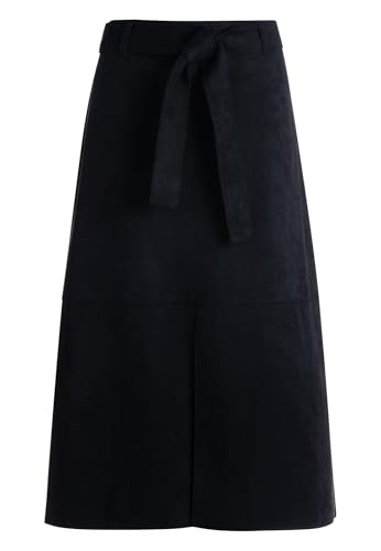 zero Damen Midirock mit Bindegürtel 44, Black Beauty von zero