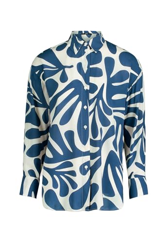 zero Damen Oversized-Bluse mit Blattmuster 34, CreamBlue von zero