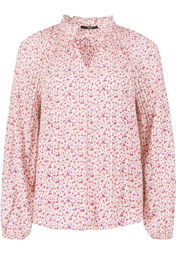 zero Damen Plissee Bluse mit Blumen CreamPurple,44 von zero