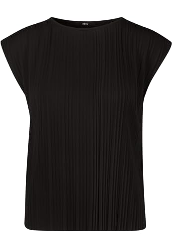 zero Damen Plissee Shirt mit Rundhalsausschnitt Black Beauty,L von zero