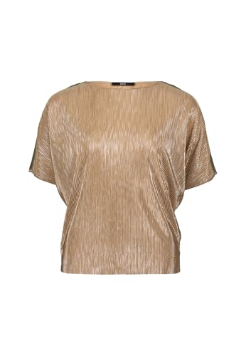 zero Damen Plissee-Shirt mit U-Boot Ausschnitt 40, Patch BrownSilver von zero